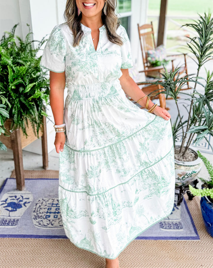 Eliza | Classic Toile Maxi Dress