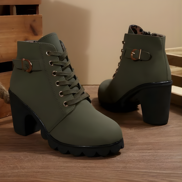 Joanne | Lace-Up Buckle Ankle Boots