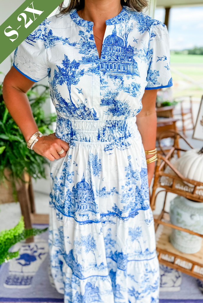 Eliza | Classic Toile Maxi Dress