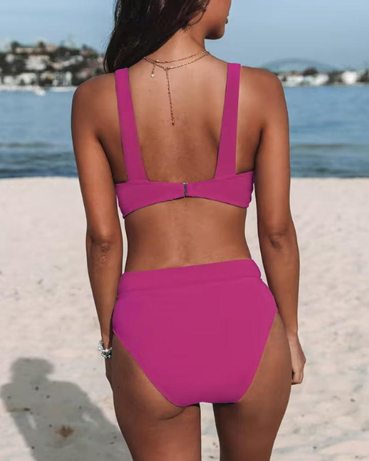 Hilary | Solid Color High-Waisted Swimsuit
