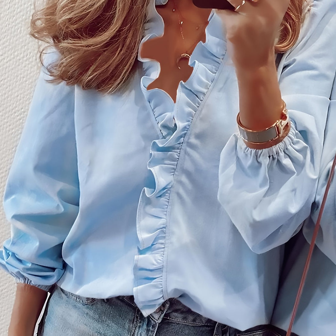 Leona | Ruched V-Neck Blouse