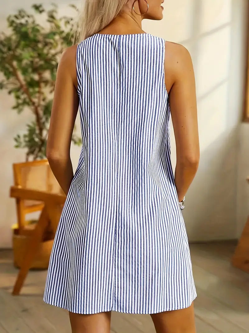 Freja | Sleeveless Striped Pocket Dress