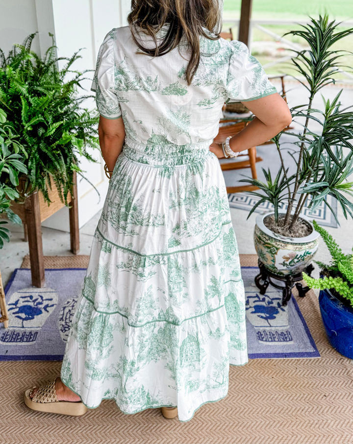 Eliza | Classic Toile Maxi Dress