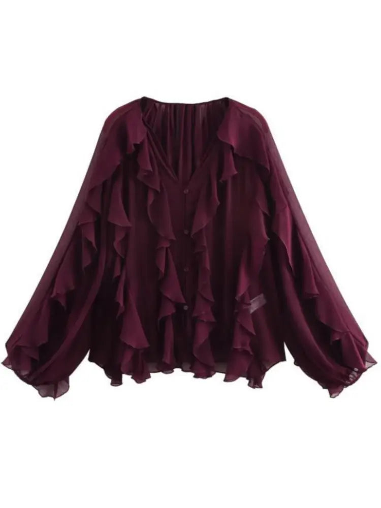 Jacklyn | Elegant V-Neck Tiered Blouse