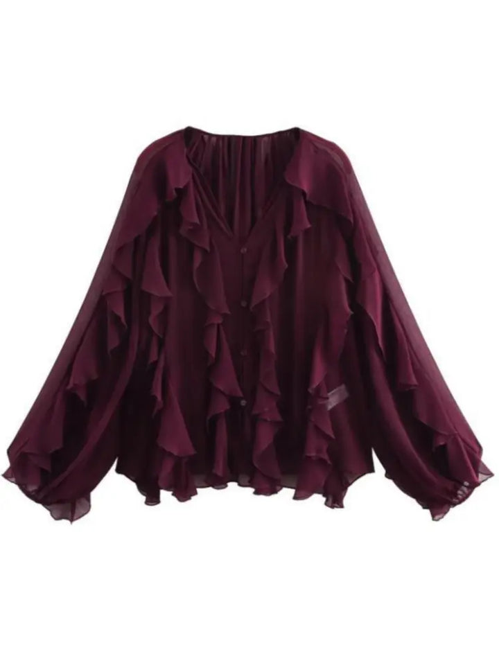 Jacklyn | Elegant V-Neck Tiered Blouse