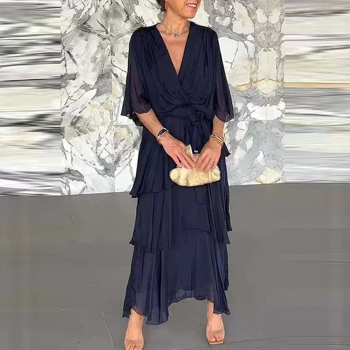 Florie | Elegant Layered Ruffle Maxi Dress