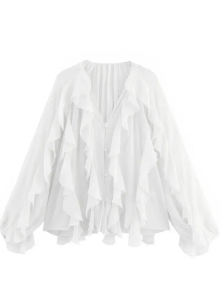 Jacklyn | Elegant V-Neck Tiered Blouse