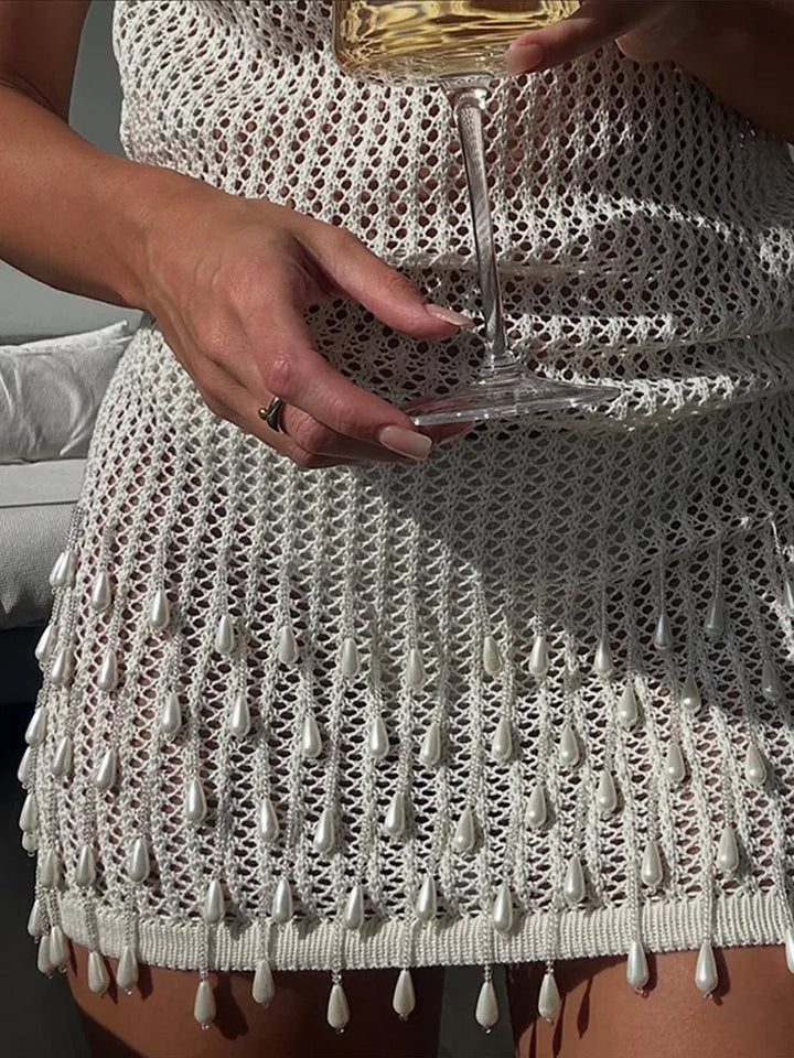 Quinn | Sexy Pearl Strap Mini Dress