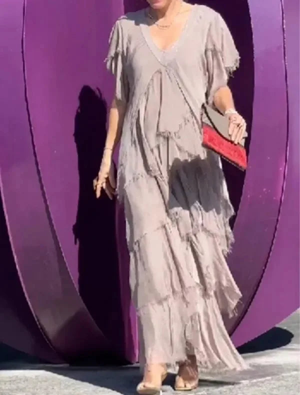 Larisa | Elegant Short Sleeve Maxi Dress