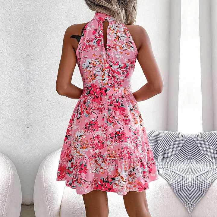Christy | Playful Floral Halter Dress
