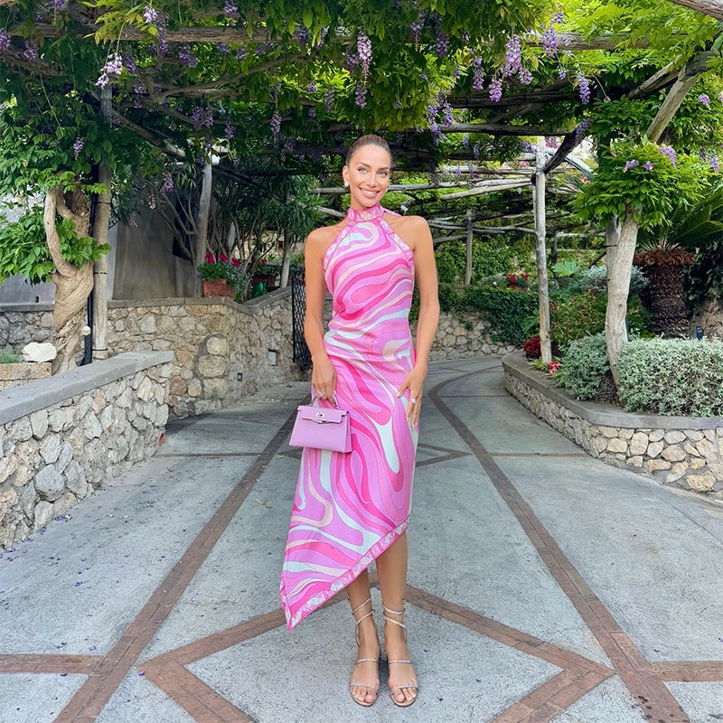 Elira | Backless Halter Maxi Dress