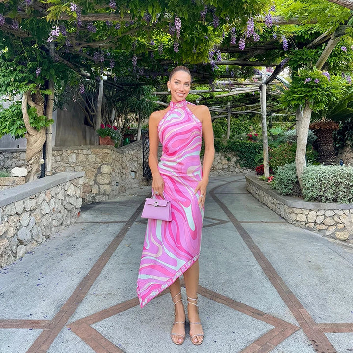 Elira | Backless Halter Maxi Dress