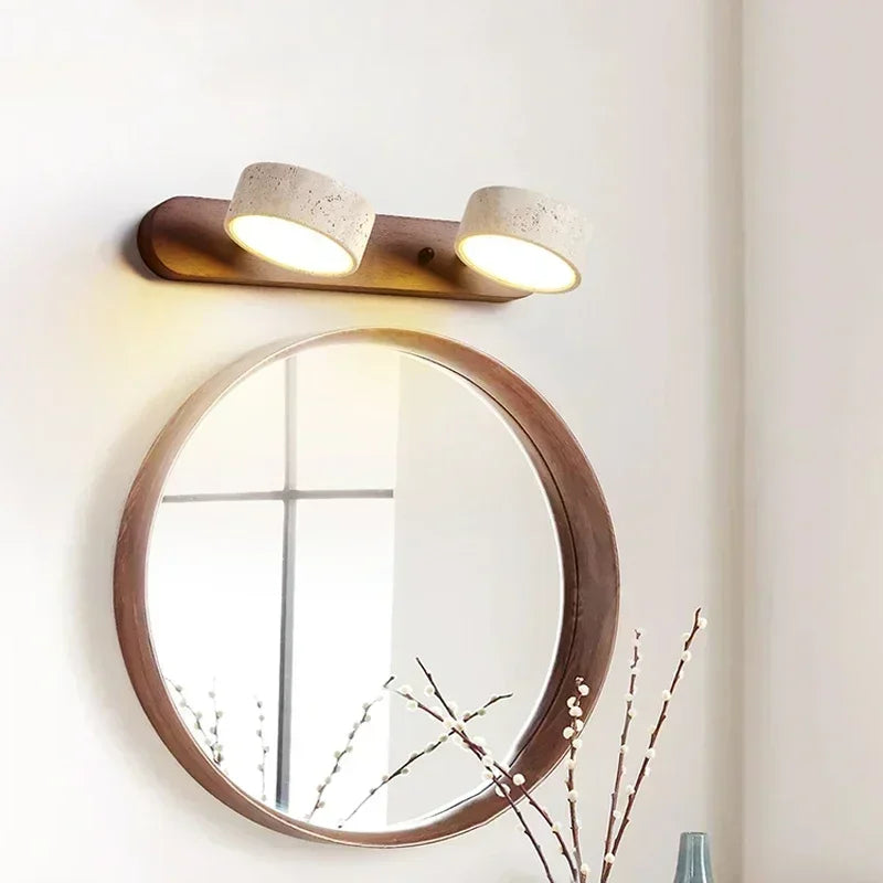 Stone Cylinder LED Wall Light — Warm Rotatable Sconce
