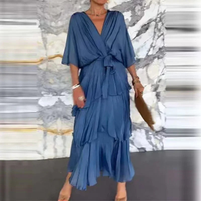 Florie | Elegant Layered Ruffle Maxi Dress