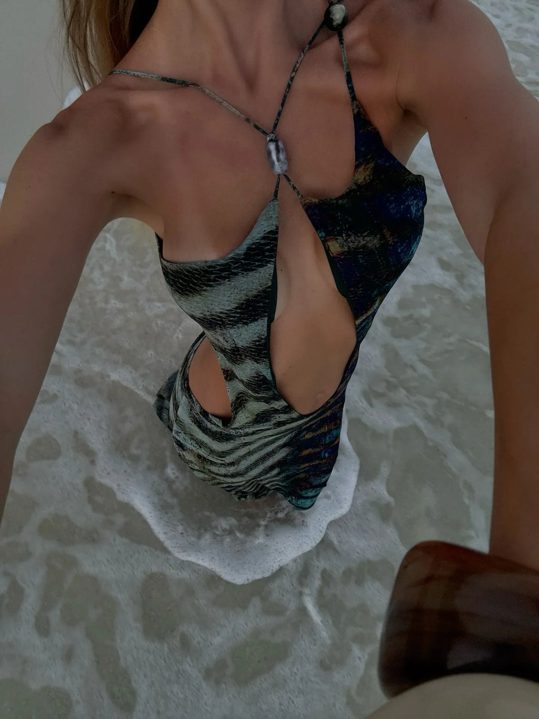 Ashleigh | Tie-Up Halter Mesh Maxi Dress