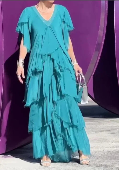 Larisa | Elegant Short Sleeve Maxi Dress