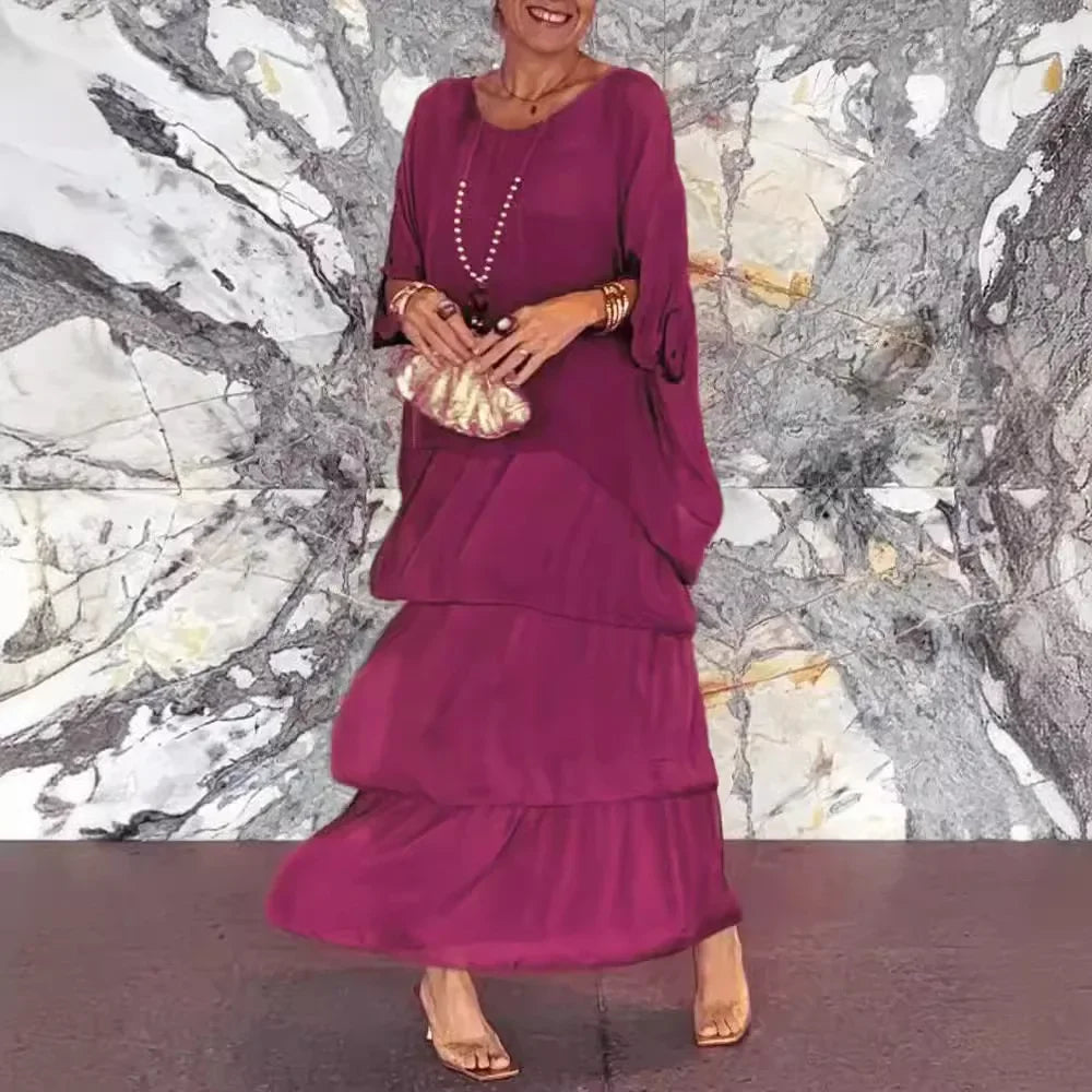 Rosina | Elegant O-Neck Ruffle Dress