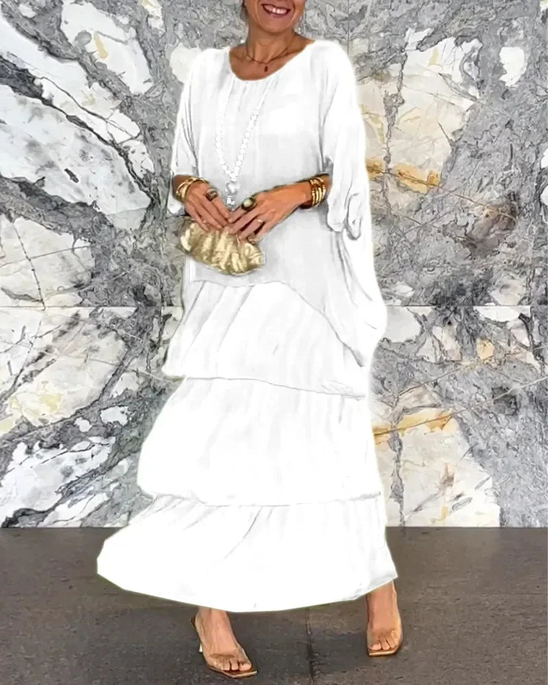 Rosina | Elegant O-Neck Ruffle Dress