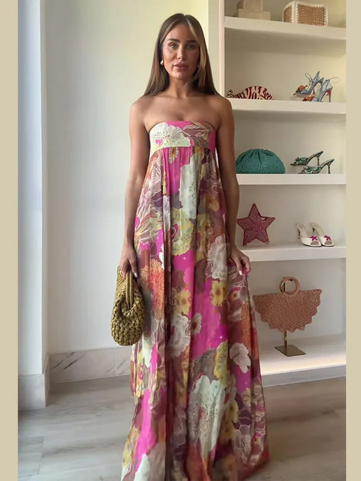 Lylah | Flowy Strapless Maxi Dress