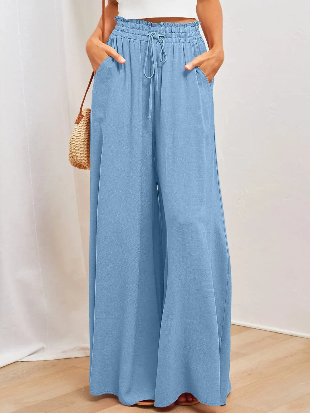 Bianca | Elastic Waist, Wide Leg Trousers