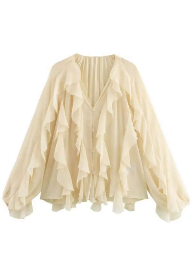 Jacklyn | Elegant V-Neck Tiered Blouse