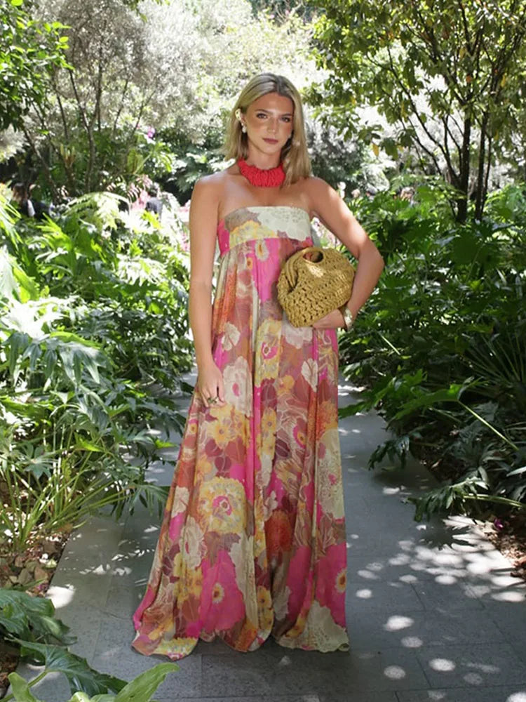 Lylah | Flowy Strapless Maxi Dress