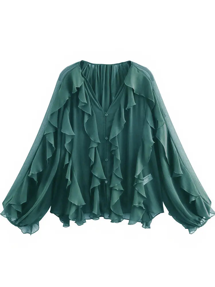 Jacklyn | Elegant V-Neck Tiered Blouse