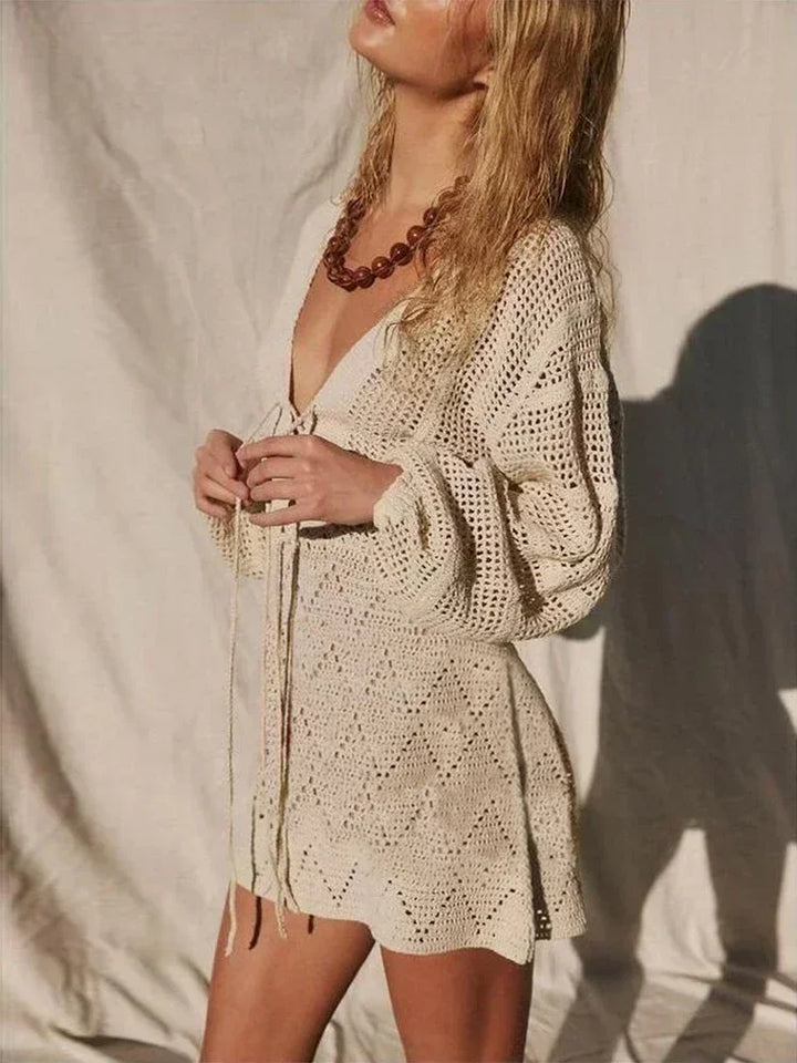 Ivonne | V-Neck Lace-Up Beach Dress