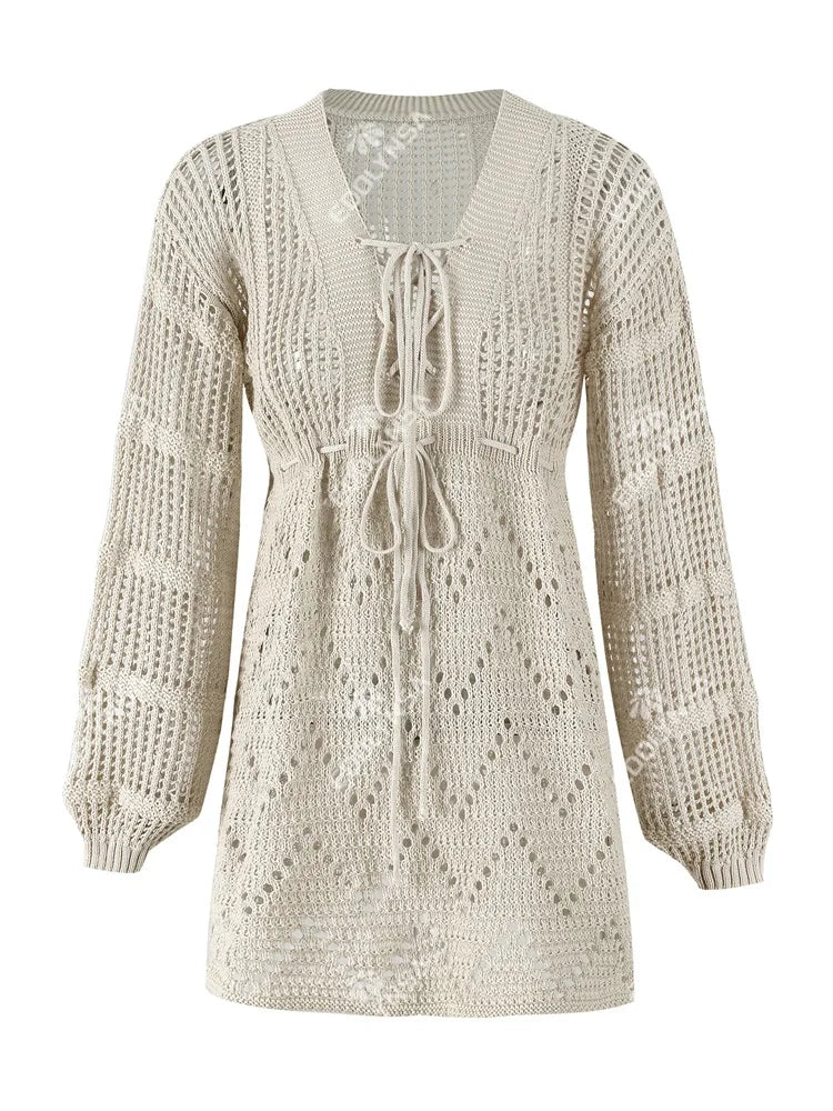 Ivonne | V-Neck Lace-Up Beach Dress