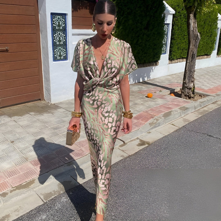 Kirsten | Long Dress with Twisted V-Neck