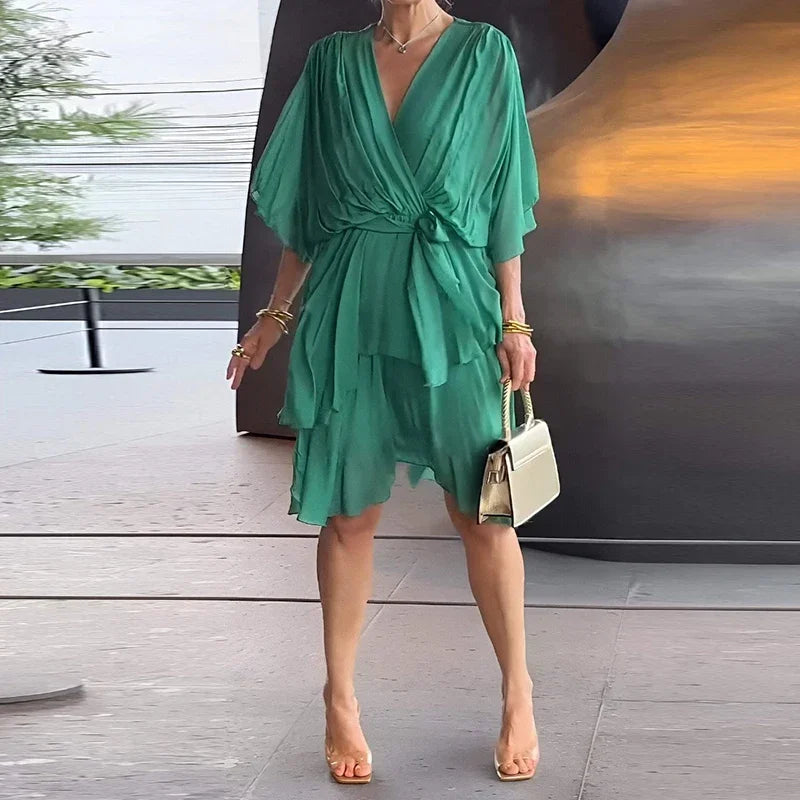 Florie | Elegant Layered Ruffle Maxi Dress