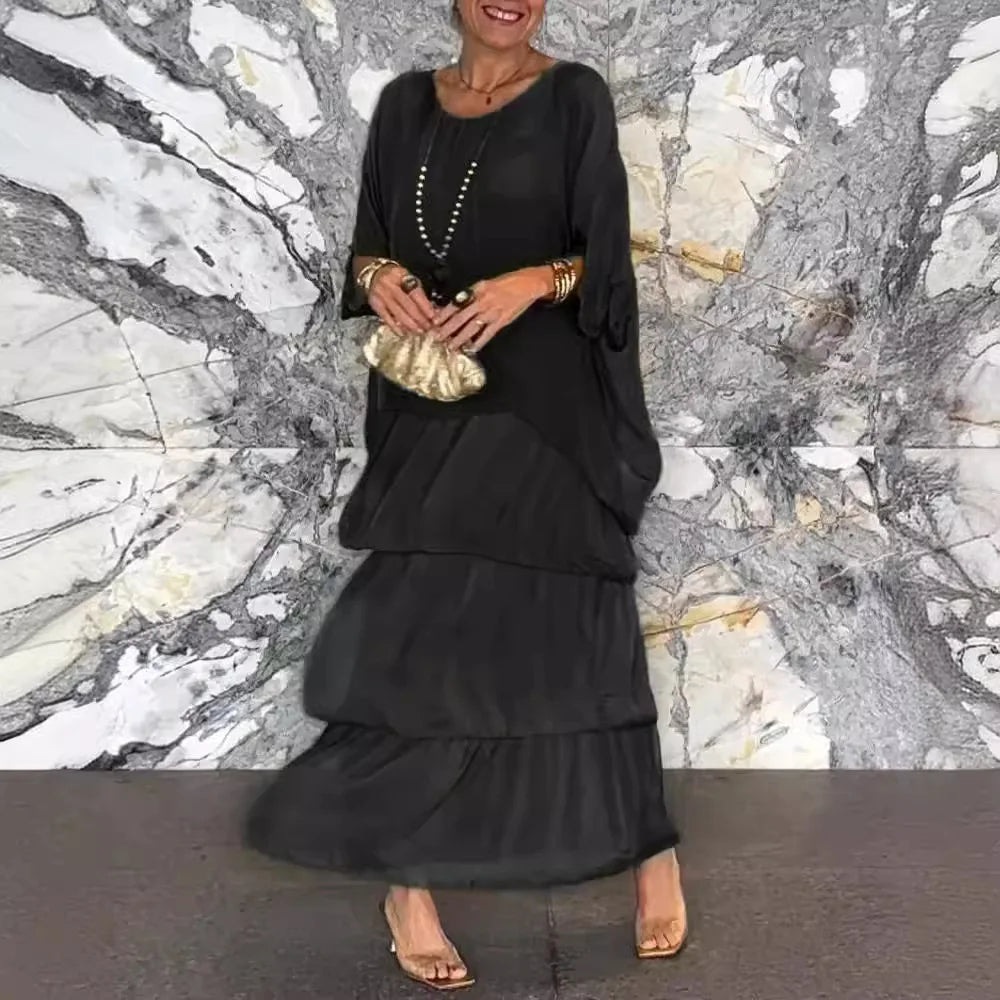 Rosina | Elegant O-Neck Ruffle Dress