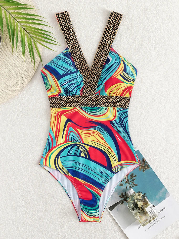 Meanne | Swimsuit with V-neck and Print