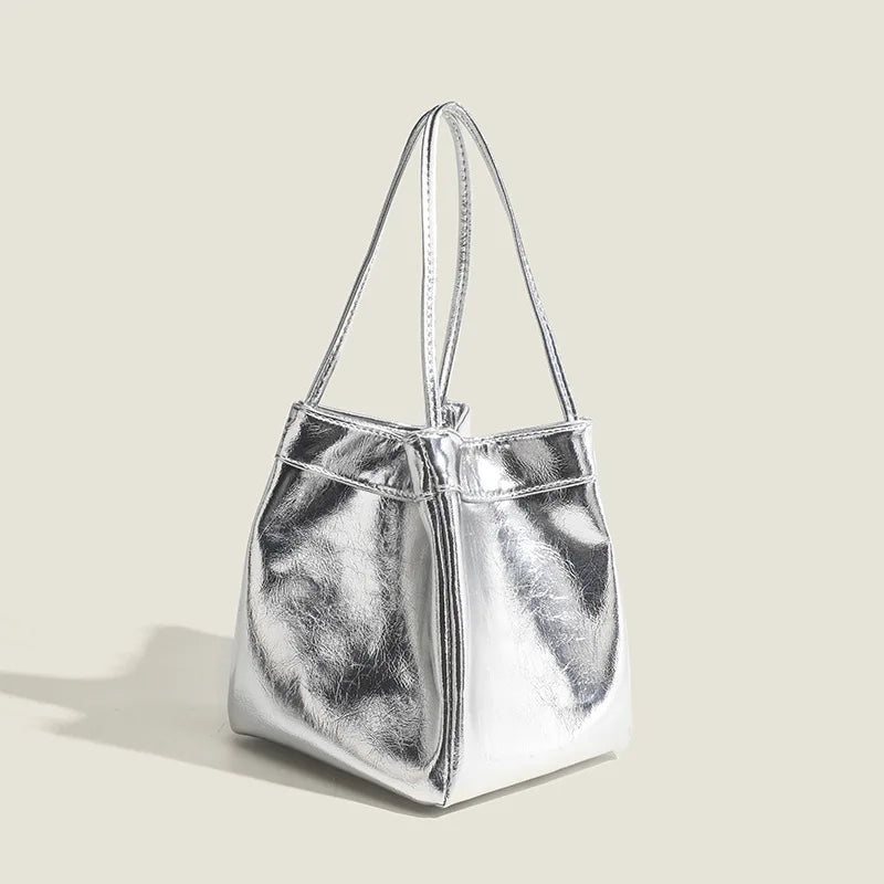Jackie | Silver Bucket Bag