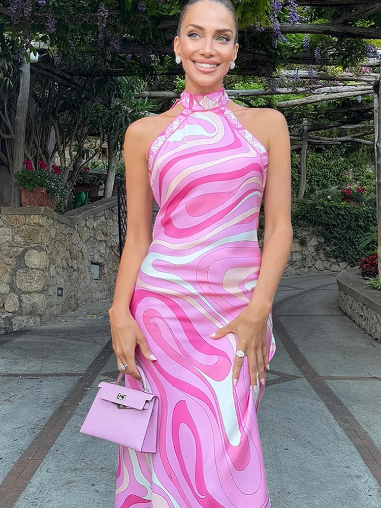 Elira | Backless Halter Maxi Dress