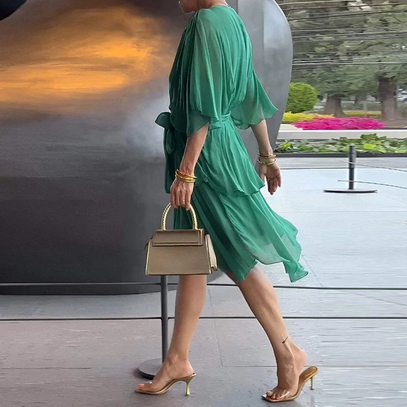 Florie | Elegant Layered Ruffle Maxi Dress