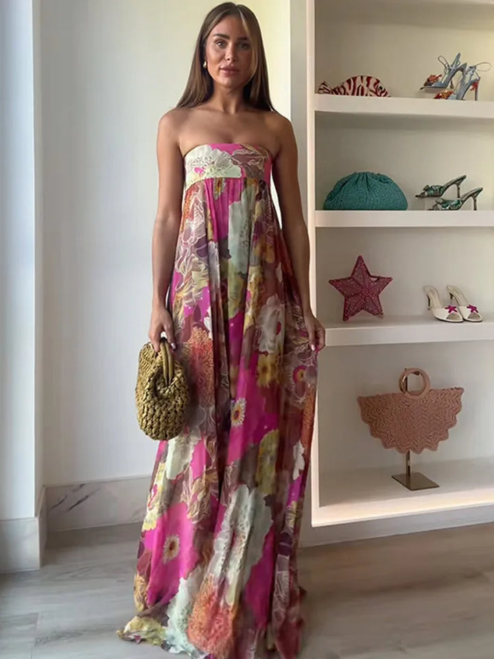 Lylah | Flowy Strapless Maxi Dress