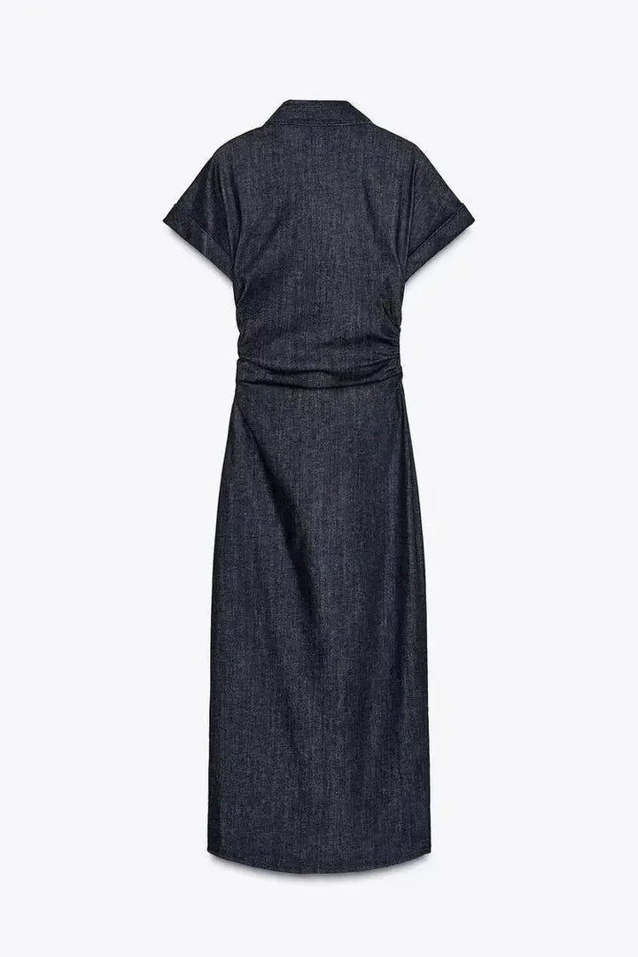 Charlene | Denim V-Neck Maxi Dress