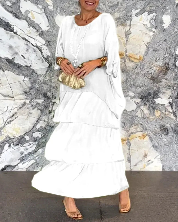 Rosina | Elegant O-Neck Ruffle Dress