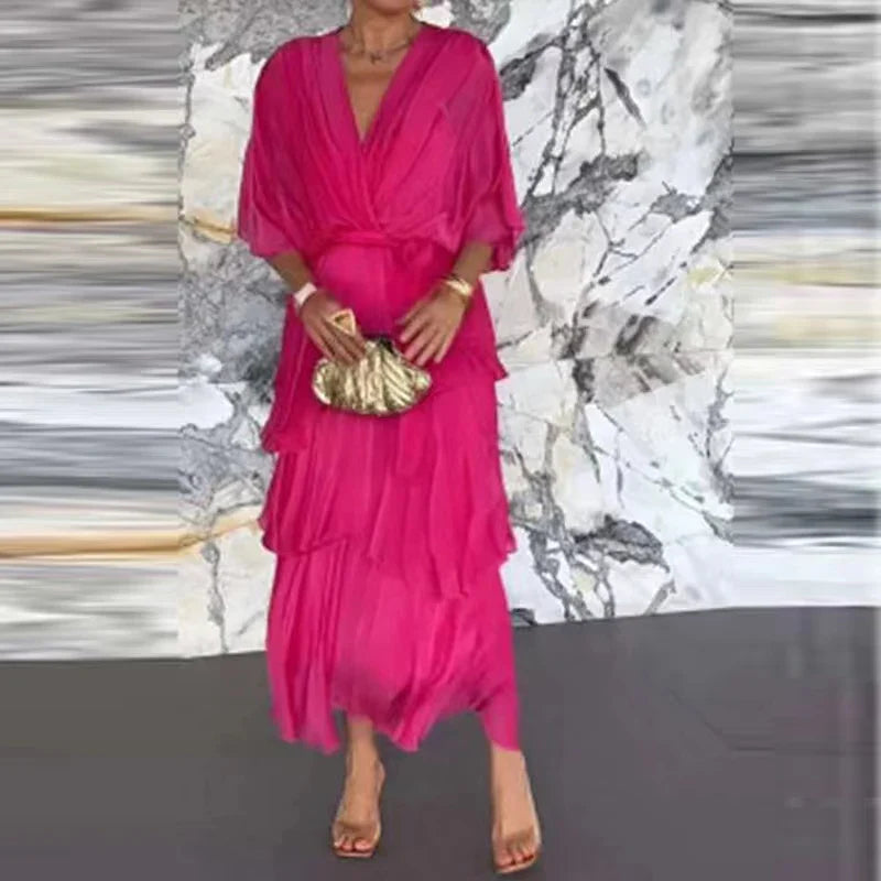 Florie | Elegant Layered Ruffle Maxi Dress