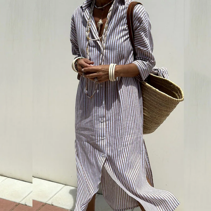 Valeria | Elegant Striped Shirt Dress