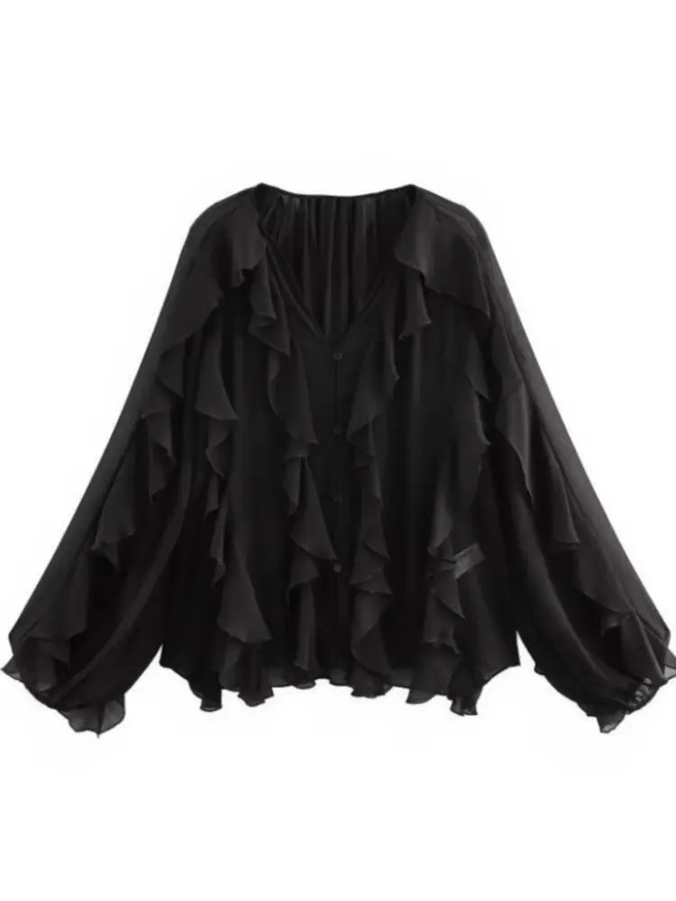 Jacklyn | Elegant V-Neck Tiered Blouse
