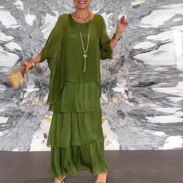 Rosina | Elegant O-Neck Ruffle Dress