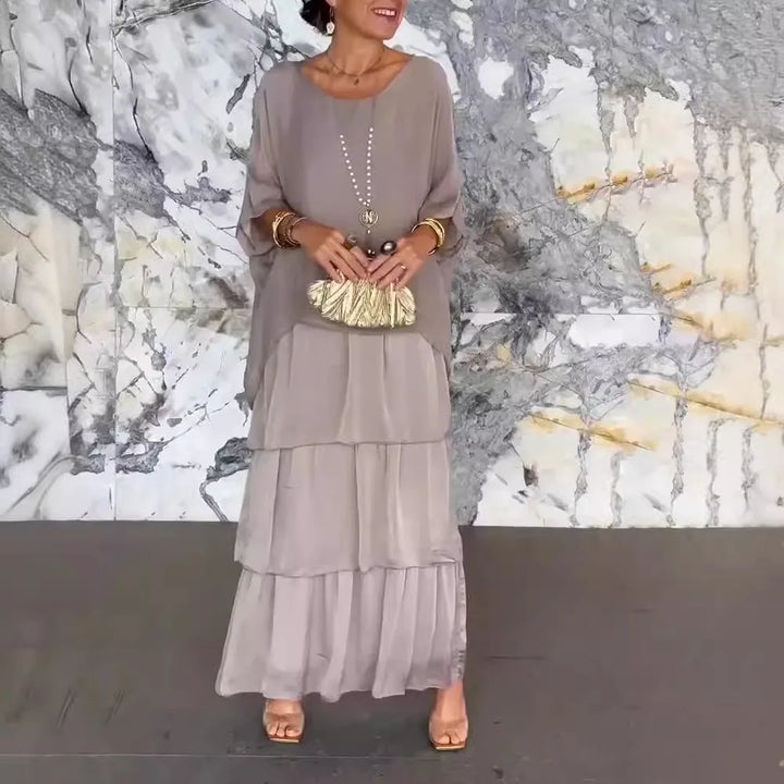 Rosina | Elegant O-Neck Ruffle Dress