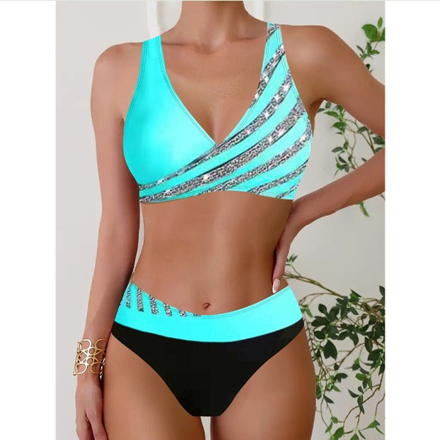 Faye | Halterneck swimsuit with print