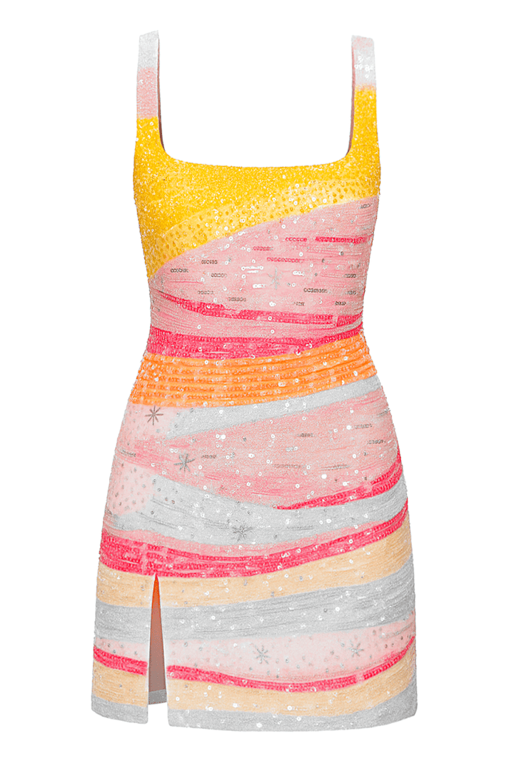 Sabrina | Colour Pop Square-Neck Mini Dress