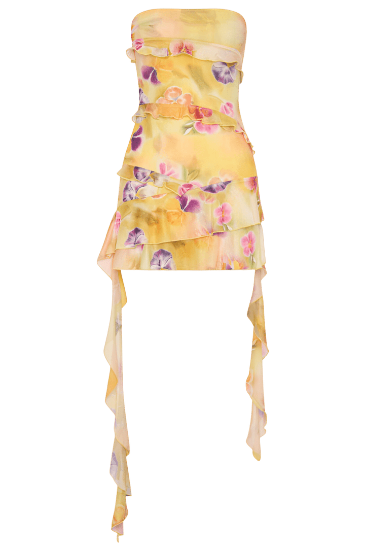 Regina | Floral-Printed Strapless Dress