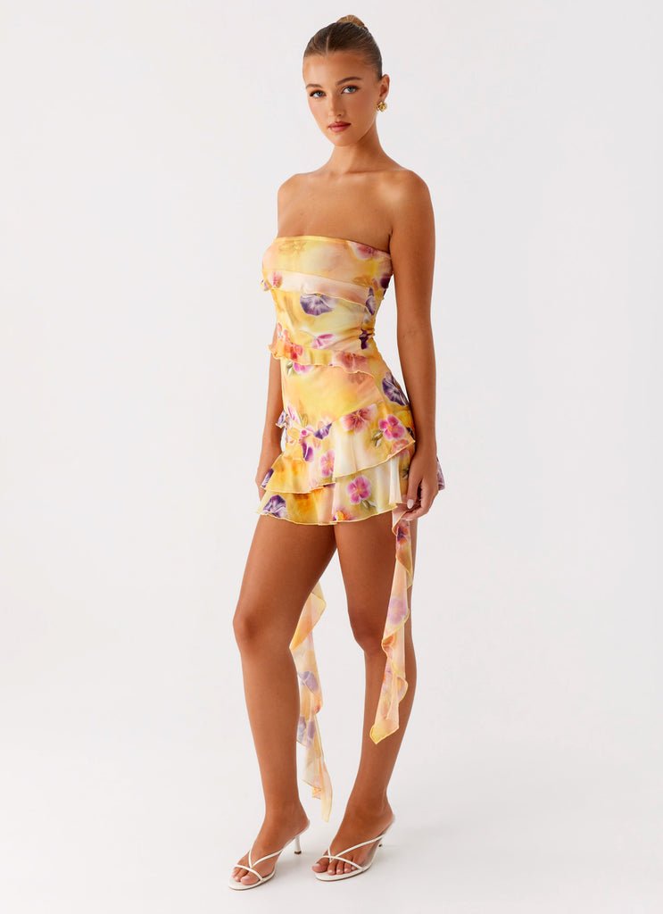 Regina | Floral-Printed Strapless Dress