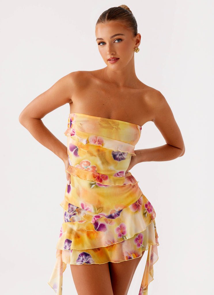 Regina | Floral-Printed Strapless Dress