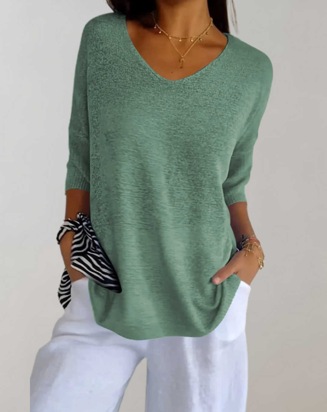 Rose | Luxurious V-Neck Knit Top